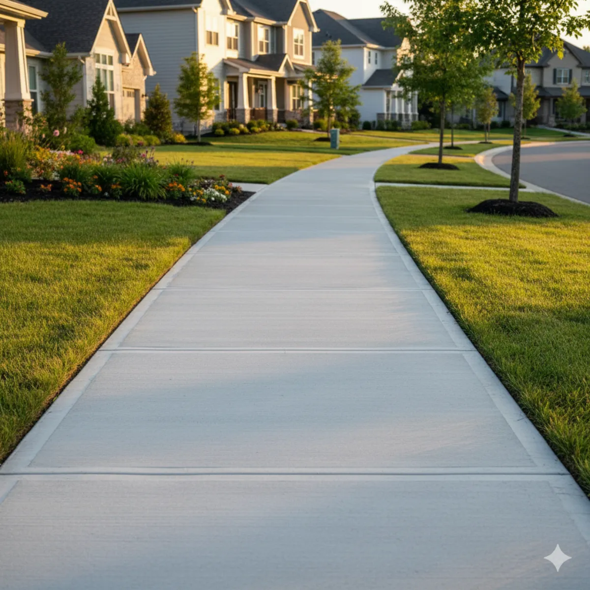 Concrete sidewalk at a home