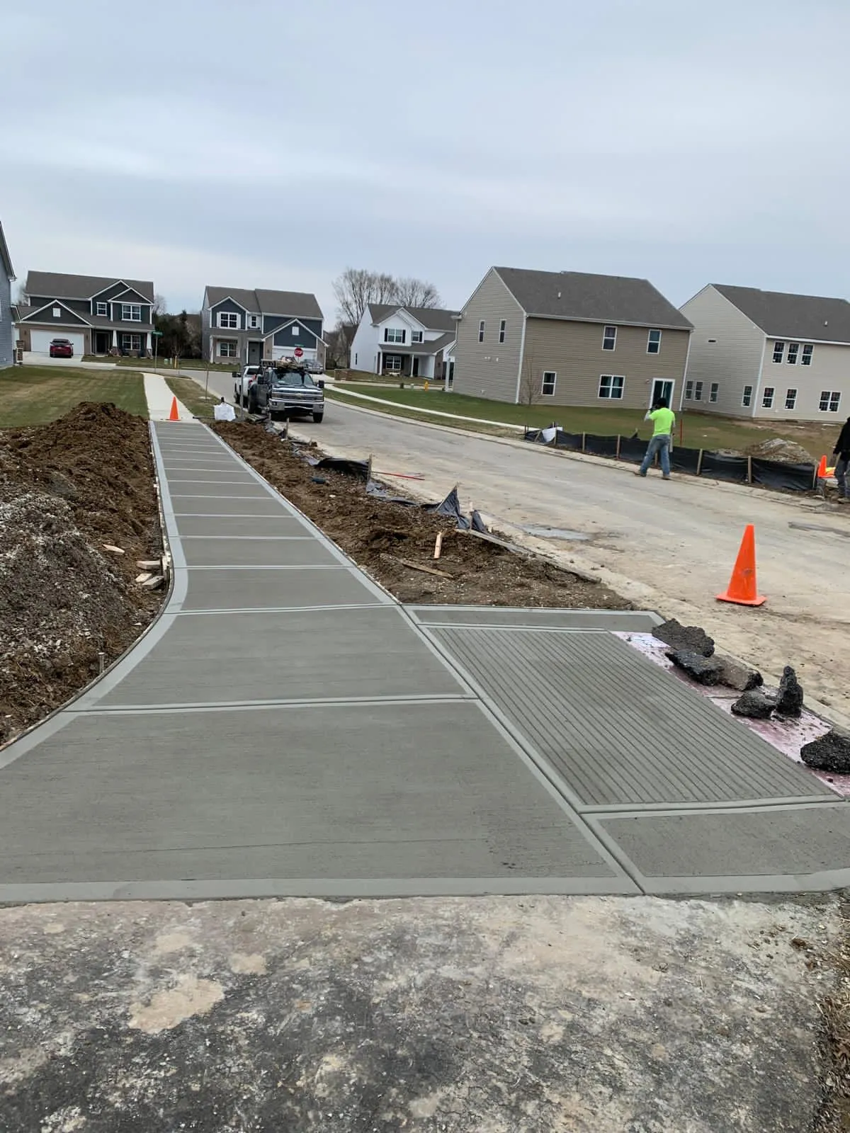 Concrete sidewalk at a home